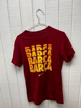 Nike Men’s Medium FC Barcelona Tee Red Futbol Soccer Barca Sportswear Slim Fit